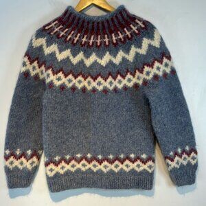 Cozy handmade knit wool grey purple sweater